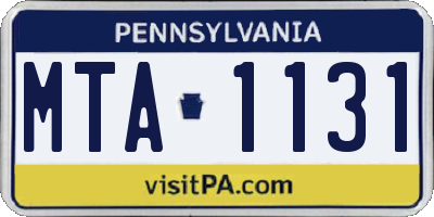 PA license plate MTA1131