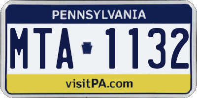 PA license plate MTA1132