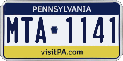 PA license plate MTA1141
