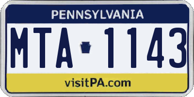 PA license plate MTA1143