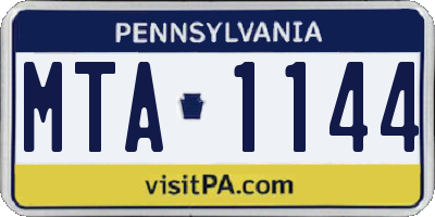 PA license plate MTA1144