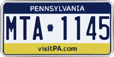 PA license plate MTA1145