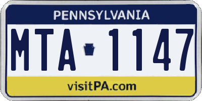 PA license plate MTA1147