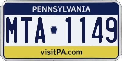 PA license plate MTA1149