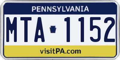 PA license plate MTA1152