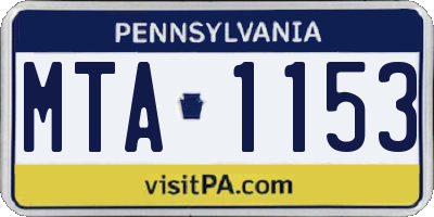 PA license plate MTA1153