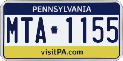 PA license plate MTA1155