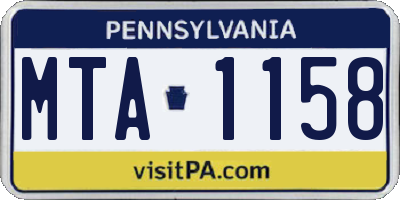 PA license plate MTA1158