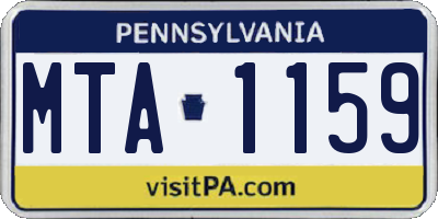 PA license plate MTA1159