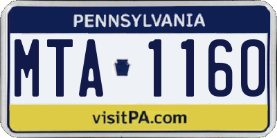 PA license plate MTA1160