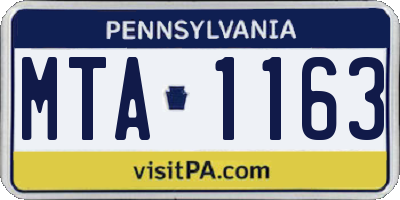 PA license plate MTA1163