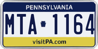 PA license plate MTA1164