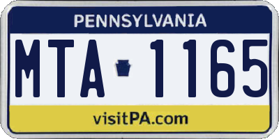 PA license plate MTA1165