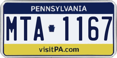 PA license plate MTA1167