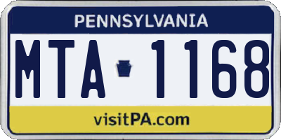 PA license plate MTA1168