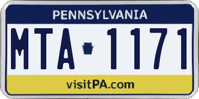 PA license plate MTA1171