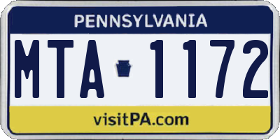 PA license plate MTA1172