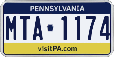PA license plate MTA1174
