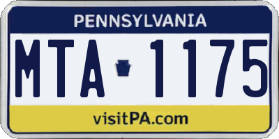 PA license plate MTA1175