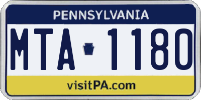 PA license plate MTA1180