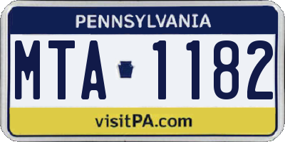 PA license plate MTA1182