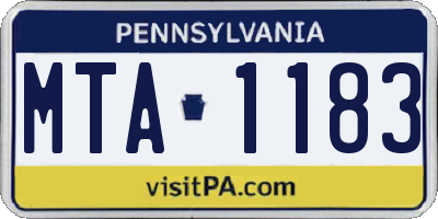 PA license plate MTA1183