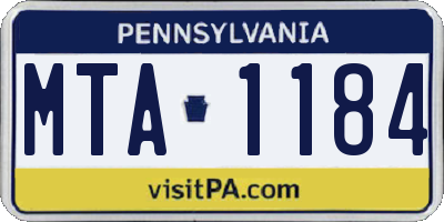 PA license plate MTA1184