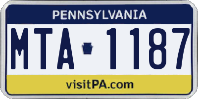 PA license plate MTA1187