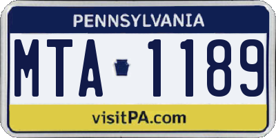 PA license plate MTA1189