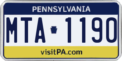 PA license plate MTA1190