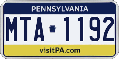 PA license plate MTA1192