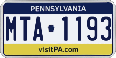 PA license plate MTA1193