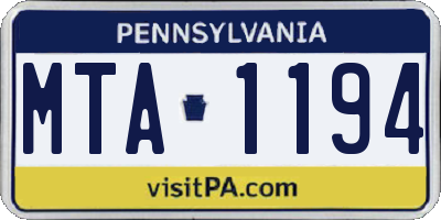 PA license plate MTA1194