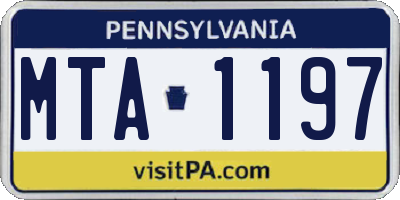 PA license plate MTA1197
