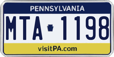PA license plate MTA1198
