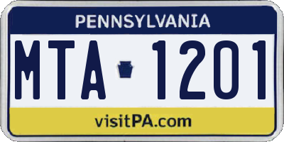 PA license plate MTA1201