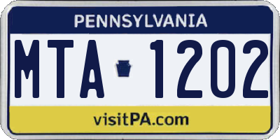 PA license plate MTA1202