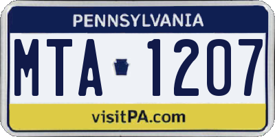 PA license plate MTA1207