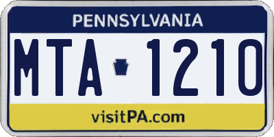 PA license plate MTA1210