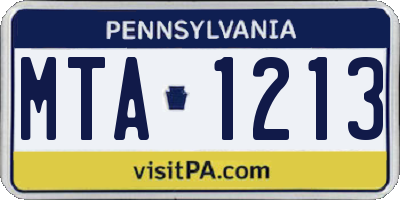 PA license plate MTA1213