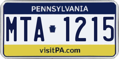 PA license plate MTA1215