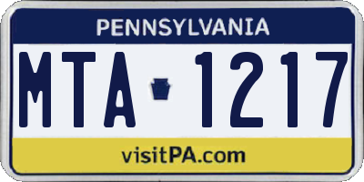 PA license plate MTA1217