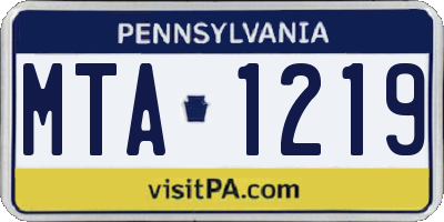 PA license plate MTA1219