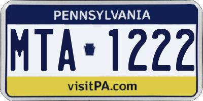 PA license plate MTA1222