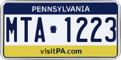 PA license plate MTA1223