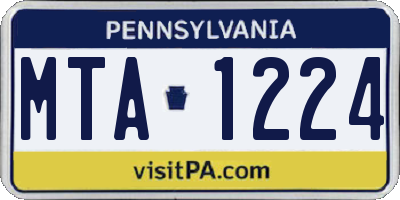 PA license plate MTA1224