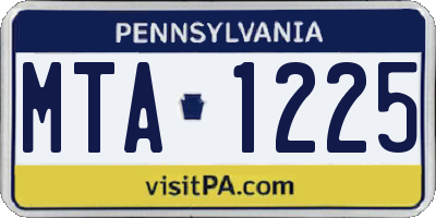 PA license plate MTA1225
