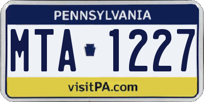 PA license plate MTA1227