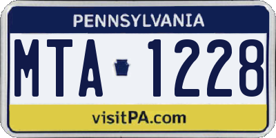 PA license plate MTA1228