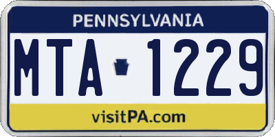 PA license plate MTA1229
